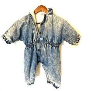 Guess Vintage Acid Wash Sherpa Lined Snowsuit